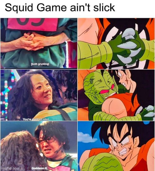 Inspiring everything now | image tagged in dragon ball,squid game | made w/ Imgflip meme maker