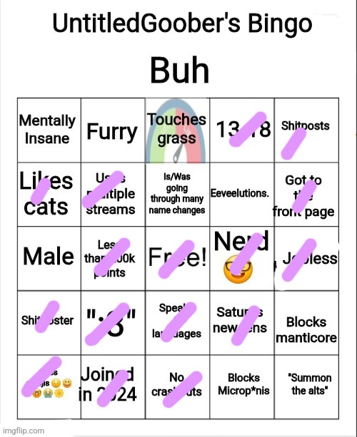 UntitledGoober's Bingo | image tagged in untitledgoober's bingo | made w/ Imgflip meme maker