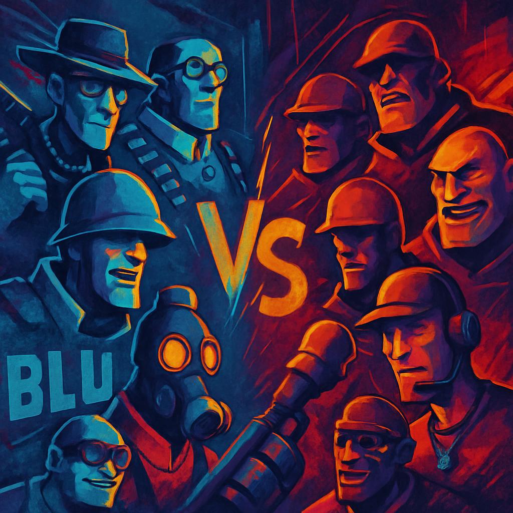 tf2 charakters blue vs red Blank Meme Template