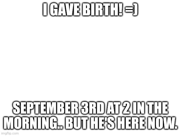 I GAVE BIRTH! =); SEPTEMBER 3RD AT 2 IN THE MORNING.. BUT HE'S HERE NOW. | made w/ Imgflip meme maker