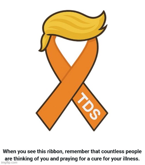 When you see this ribbon, remember that countless people are thinking of you and praying for a cure for your illness. | image tagged in tds,president trump | made w/ Imgflip meme maker