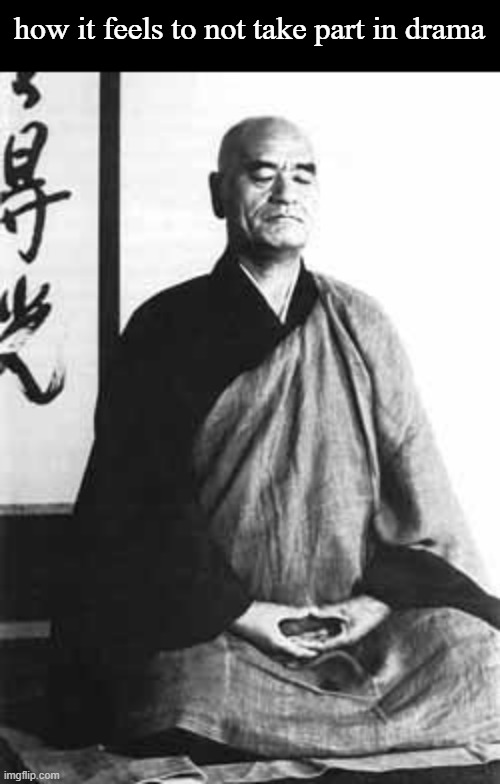 Zen master | how it feels to not take part in drama | image tagged in zen master | made w/ Imgflip meme maker