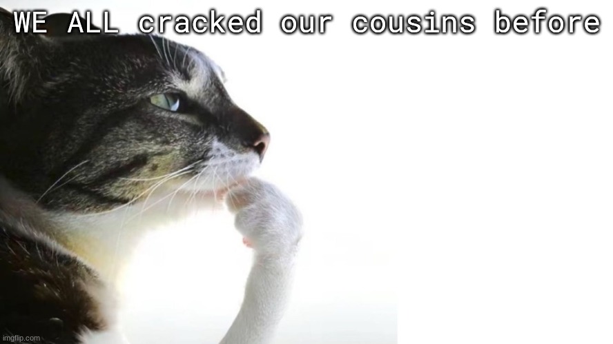 ​ | WE ALL cracked our cousins before | image tagged in thinker | made w/ Imgflip meme maker