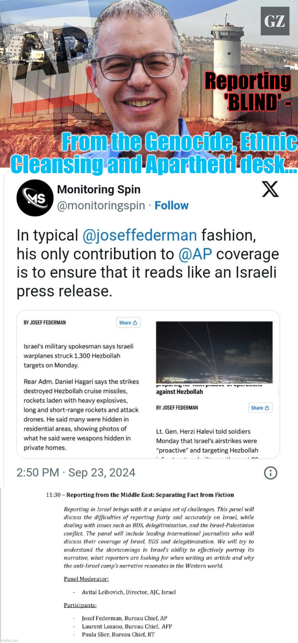 I used to think AP stood for "American Propaganda"... I guess it really stands for Anglo-American-Zionist Empire Propaganda... | Reporting 'BLIND' -; From the Genocide, Ethnic Cleansing and Apartheid desk... | image tagged in ap propaganda,zionist bullshit,the empire strikes back,propaganda,the grayzone,thinking meme | made w/ Imgflip meme maker