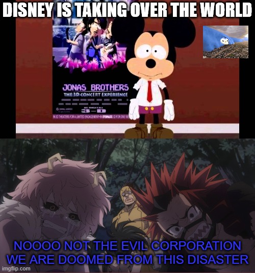 Class 1a reacts to mickey mouse's evil plan | NOOOO NOT THE EVIL CORPORATION WE ARE DOOMED FROM THIS DISASTER | image tagged in who reacts to mickey mouse's evil plan,taking over the world,crossover memes,my hero academia,disney,we're all doomed | made w/ Imgflip meme maker