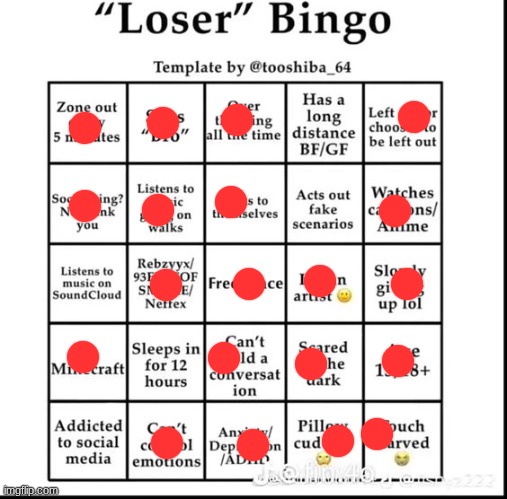 I'm not okay | image tagged in loser bingo | made w/ Imgflip meme maker