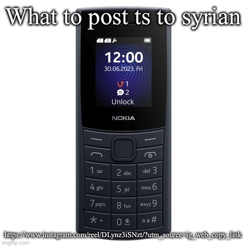 nokia 110 4g | What to post ts to syrian; https://www.instagram.com/reel/DLynz3iSNzt/?utm_source=ig_web_copy_link | image tagged in nokia 110 4g | made w/ Imgflip meme maker