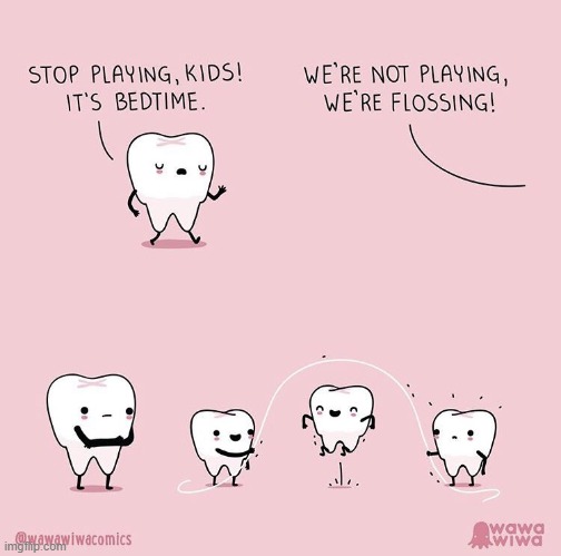 image tagged in teeth,playing,floss,flossing,jump rope,haha | made w/ Imgflip meme maker