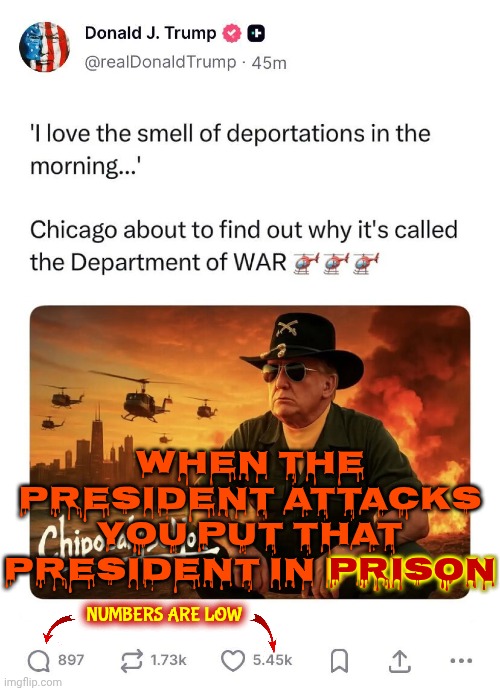 It's Time To LOCK NAZI TRUMP UP | WHEN THE PRESIDENT ATTACKS
YOU PUT THAT PRESIDENT IN PRISON; PRISON; NUMBERS ARE LOW | image tagged in memes,maga,nazis,lock him up,trump is a war monger,trump is a convicted felon | made w/ Imgflip meme maker