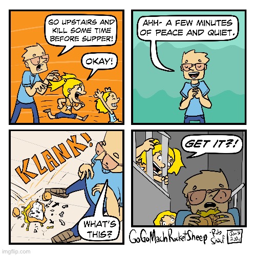 GoGoMachRocketSheep | image tagged in comics,gogomachrocketsheep,killing time,peace and quiet | made w/ Imgflip meme maker