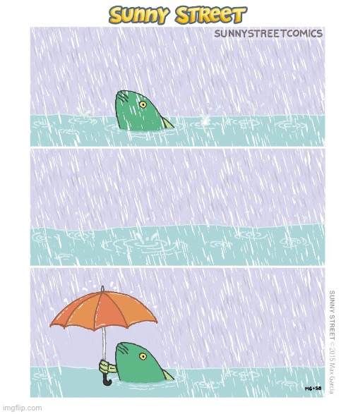 image tagged in comics,sunny street,fish,rain,umbrella | made w/ Imgflip meme maker