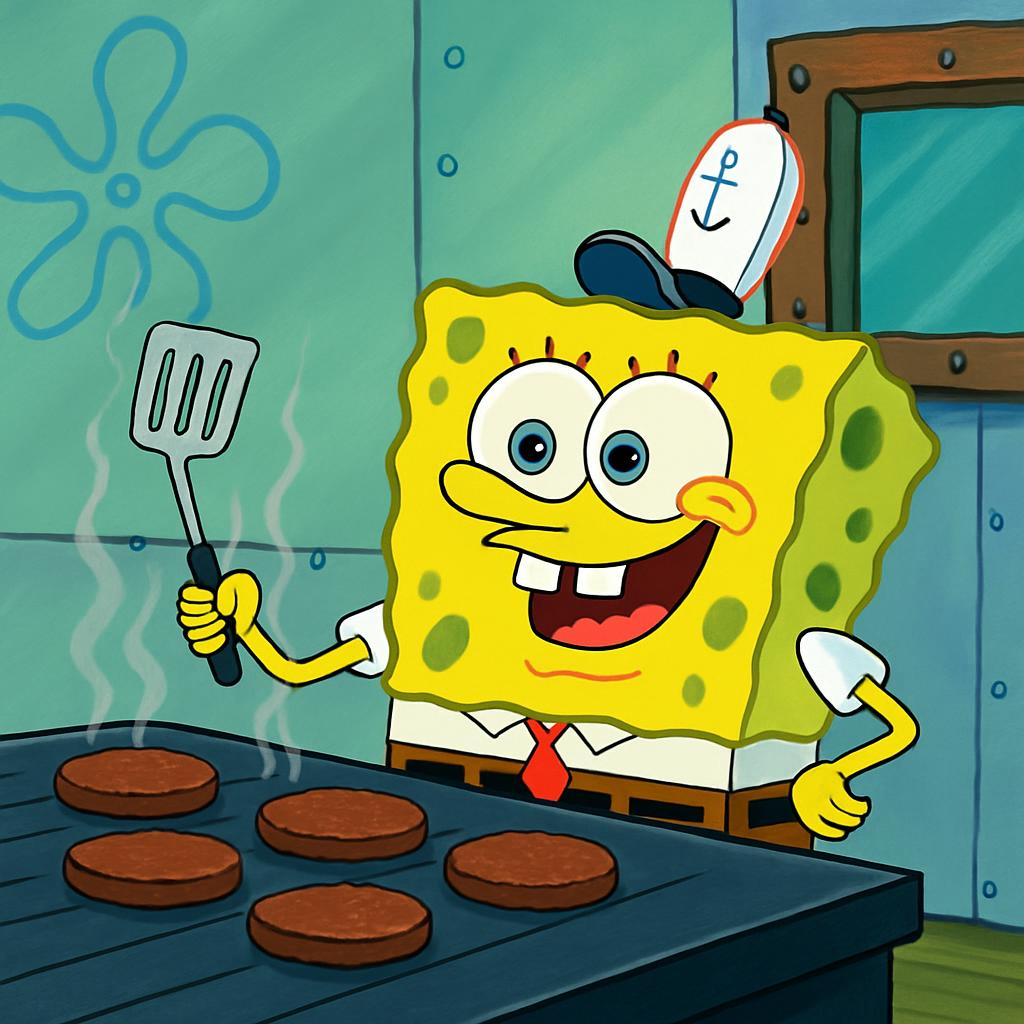 SpongeBob wie er Burger bratet Blank Meme Template