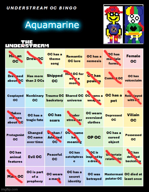 UNDERSTREAM OC BINGO (By InteractionSystem) | Aquamarine | image tagged in understream oc bingo by interactionsystem | made w/ Imgflip meme maker