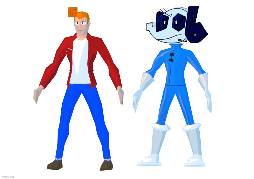 2 of the playable characters done so far (the front and back of dob's face are literally just planes with an image slapped on it | made w/ Imgflip meme maker