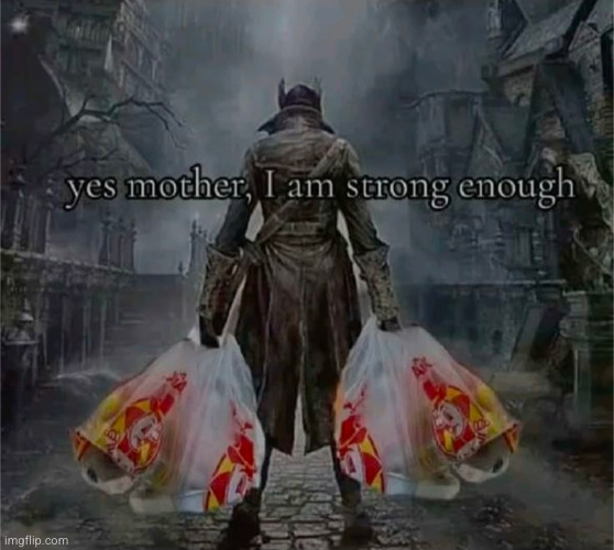 I alone, am the strong one | image tagged in grocery store,grocery bags,relatable,funny,childhood | made w/ Imgflip meme maker