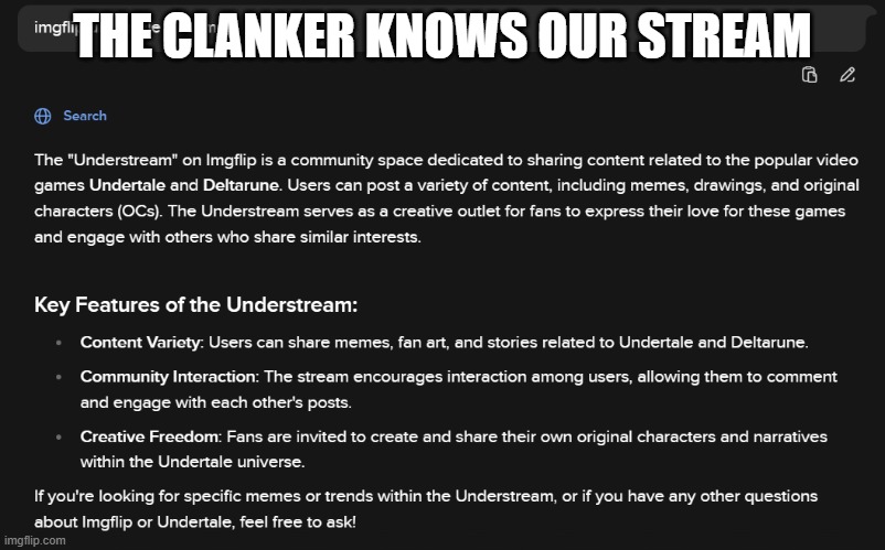 THE CLANKER KNOWS OUR STREAM | made w/ Imgflip meme maker