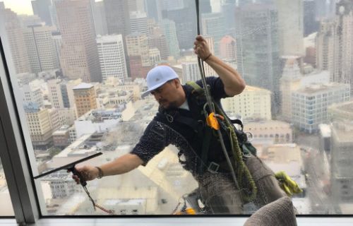 high-rise window washer Blank Meme Template