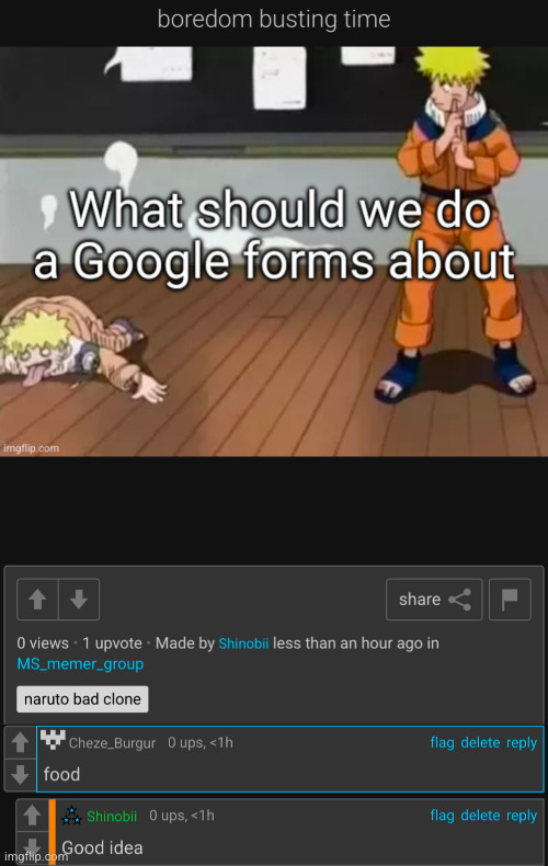 k we're doing food, I'll post the link in the comments | image tagged in google forms | made w/ Imgflip meme maker