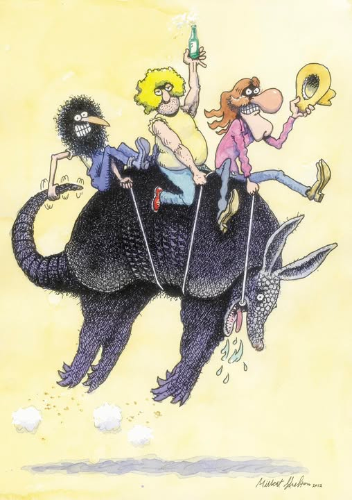 The Fabulous Furry Freak Brothers riding an Armadillo Blank Meme Template
