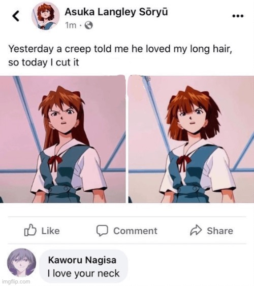 image tagged in evangelion,asuka,kaworu | made w/ Imgflip meme maker