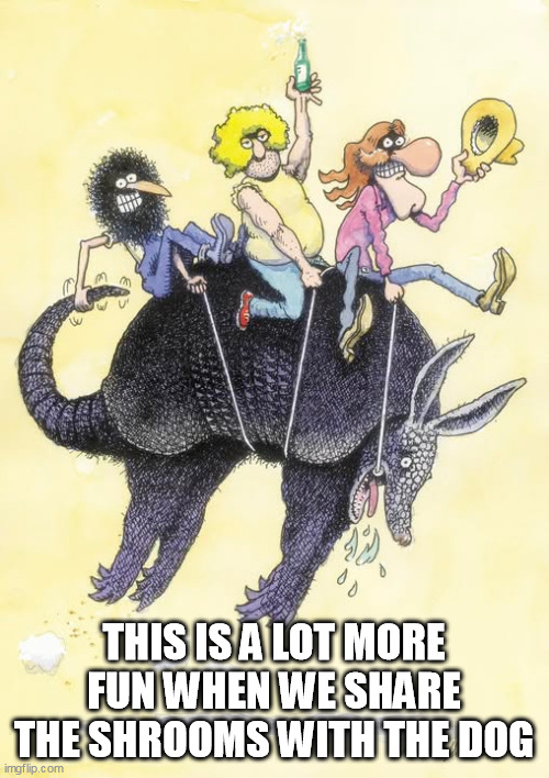 Freak Brothers riding an Armadillo Blank Meme Template