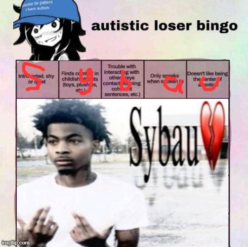 autistic loser bingo | image tagged in autistic loser bingo | made w/ Imgflip meme maker