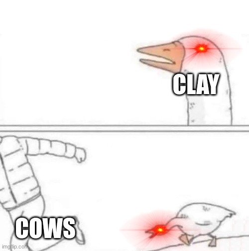 Goose Chase | CLAY; COWS | image tagged in goose chase | made w/ Imgflip meme maker