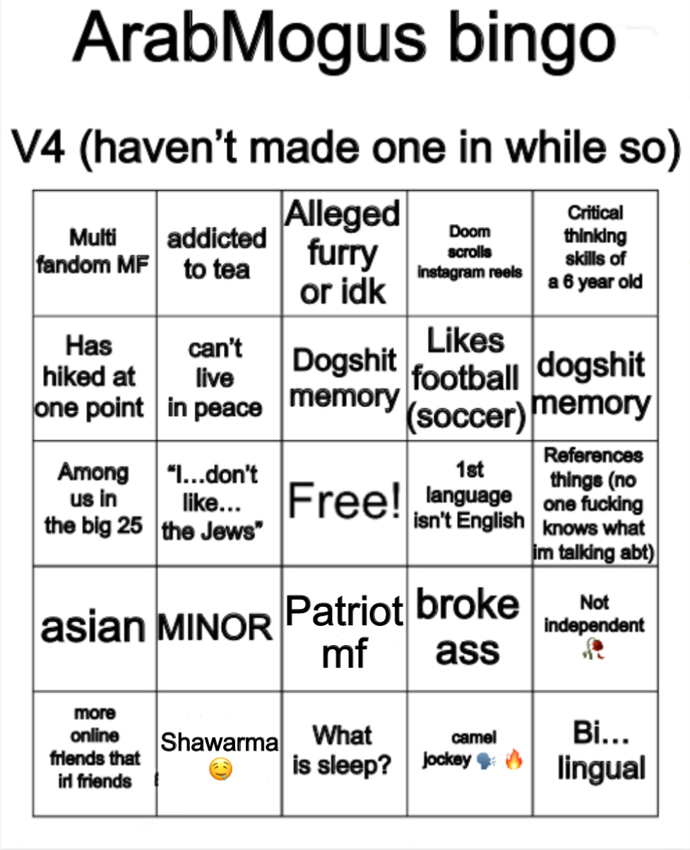 ArabMogus bingo V4 Blank Meme Template