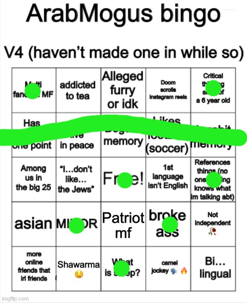 ArabMogus bingo V4 | image tagged in arabmogus bingo v4 | made w/ Imgflip meme maker