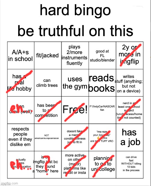 hard bingo for msmg | image tagged in hard bingo for msmg | made w/ Imgflip meme maker