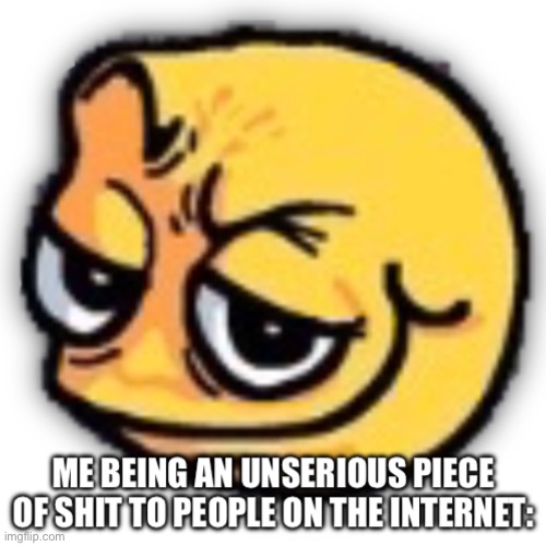 Me being an unserious piece of shit to people on the internet: | image tagged in me being an unserious piece of shit to people on the internet | made w/ Imgflip meme maker
