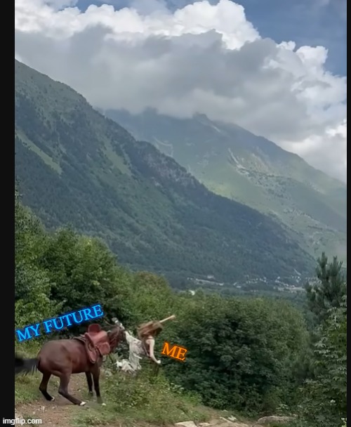 True. | MY FUTURE; ME | image tagged in russ girl falls from the horse | made w/ Imgflip meme maker