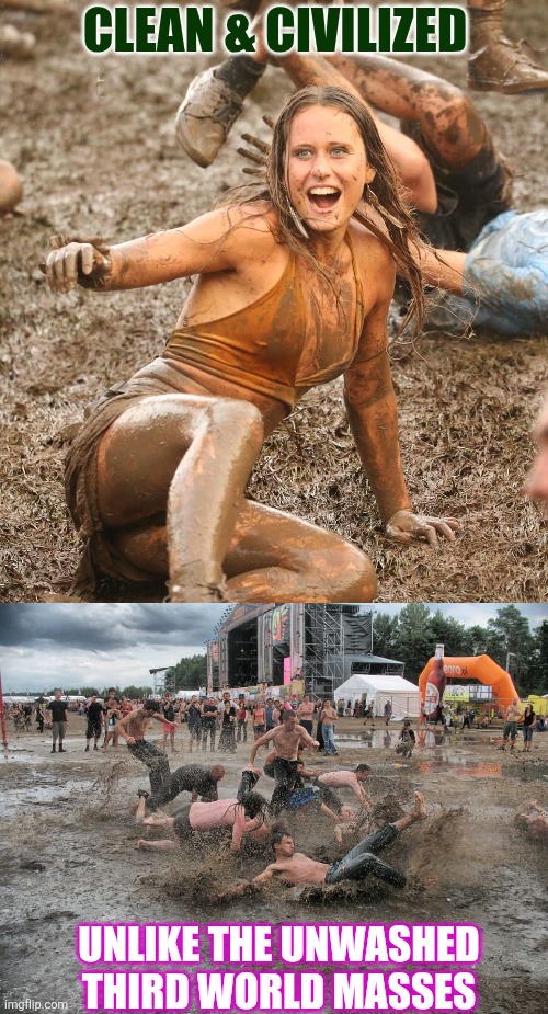 CLEAN & CIVILIZED; UNLIKE THE UNWASHED THIRD WORLD MASSES | image tagged in european,piggy | made w/ Imgflip meme maker