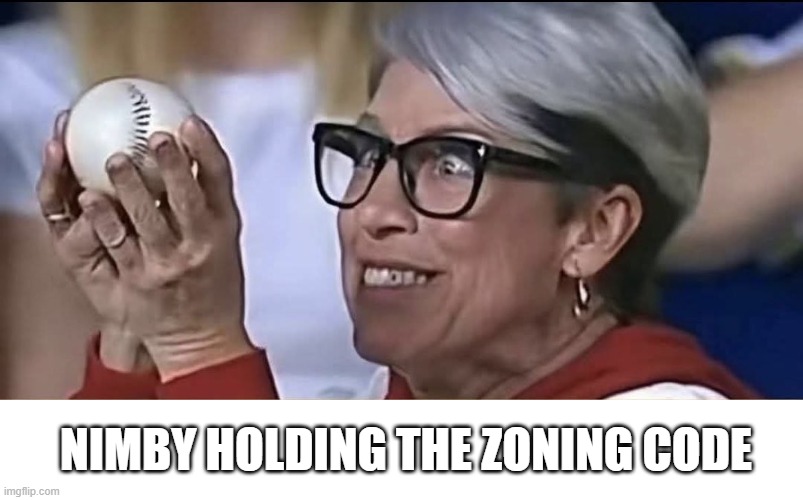 NIMBY Phillies Karen | NIMBY HOLDING THE ZONING CODE | image tagged in phillies karen | made w/ Imgflip meme maker