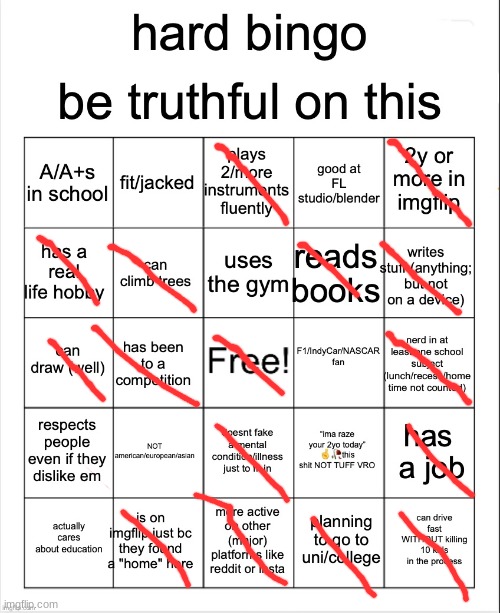 hard bingo for msmg | image tagged in hard bingo for msmg | made w/ Imgflip meme maker