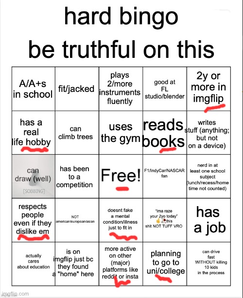 oof | image tagged in hard bingo for msmg | made w/ Imgflip meme maker
