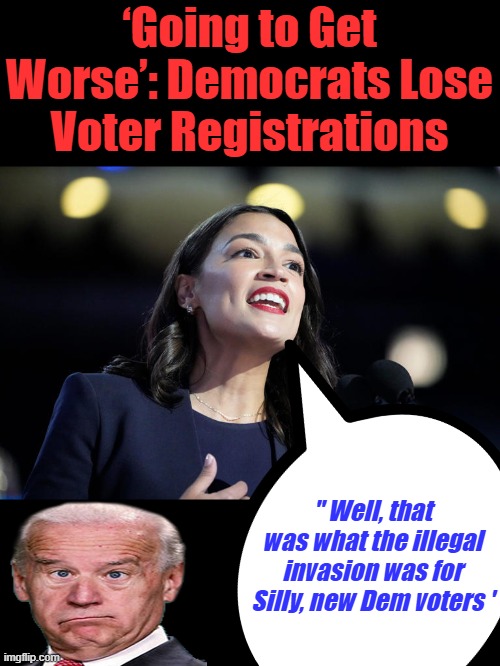 ‘Going to Get Worse’: Democrats Lose Voter Registrations; " Well, that was what the illegal invasion was for Silly, new Dem voters ' | made w/ Imgflip meme maker