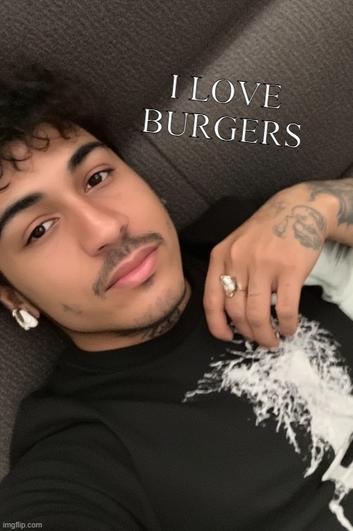 burger vs burrito | I LOVE BURGERS | image tagged in teen titans go,selfie,burger | made w/ Imgflip meme maker