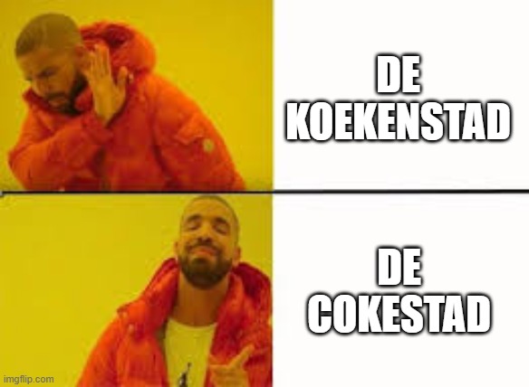 Orange Jacket Guy | DE KOEKENSTAD; DE COKESTAD | image tagged in orange jacket guy | made w/ Imgflip meme maker
