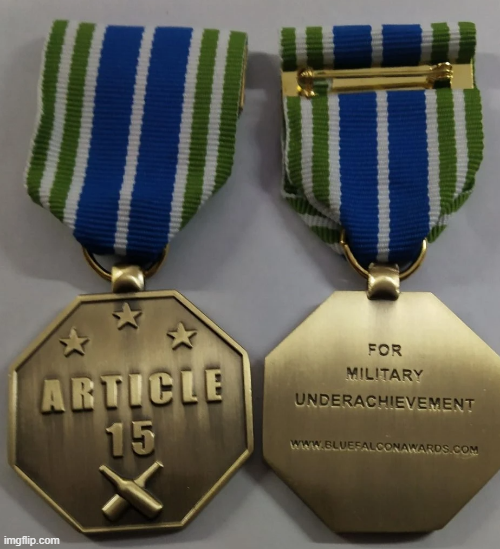 Article 15 medal UCMJ DUI Pete Blank Meme Template