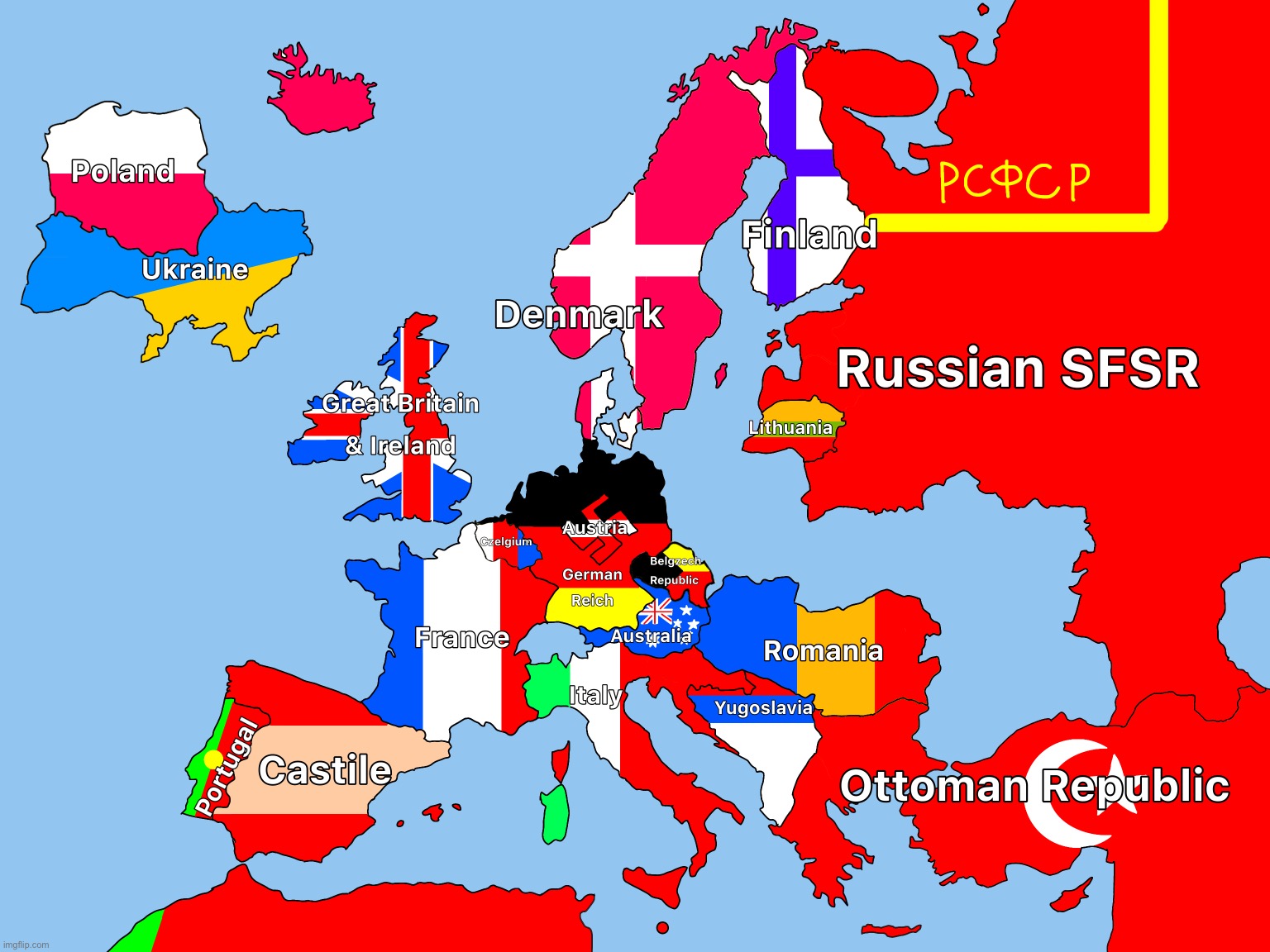 Something I made a year ago | image tagged in a map of europe | made w/ Imgflip meme maker