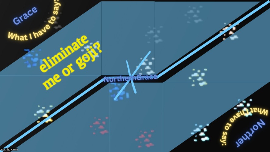 NorthernGrace Temp v2 | eliminate me or goji? | image tagged in northerngrace temp v2 | made w/ Imgflip meme maker