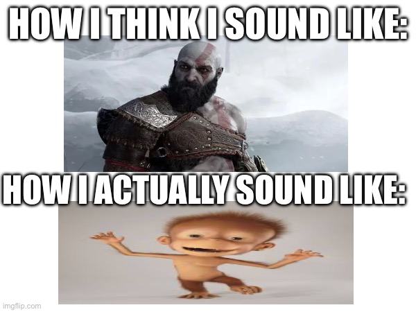 This always happens to everybody | HOW I THINK I SOUND LIKE:; HOW I ACTUALLY SOUND LIKE: | image tagged in reality,chopped | made w/ Imgflip meme maker