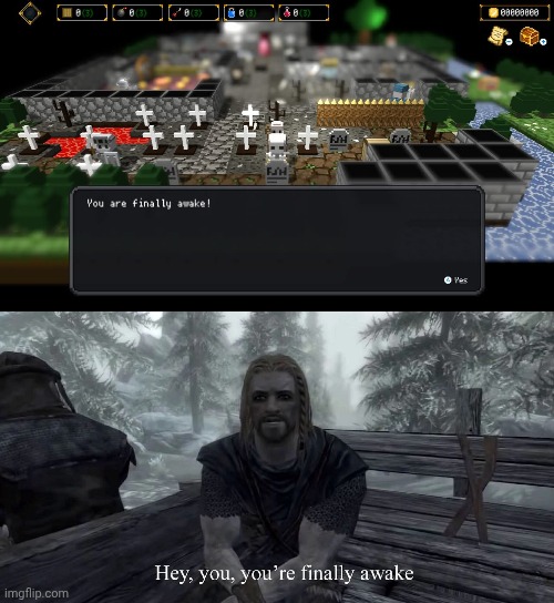 Same ahh energy | image tagged in you're finally awake | made w/ Imgflip meme maker