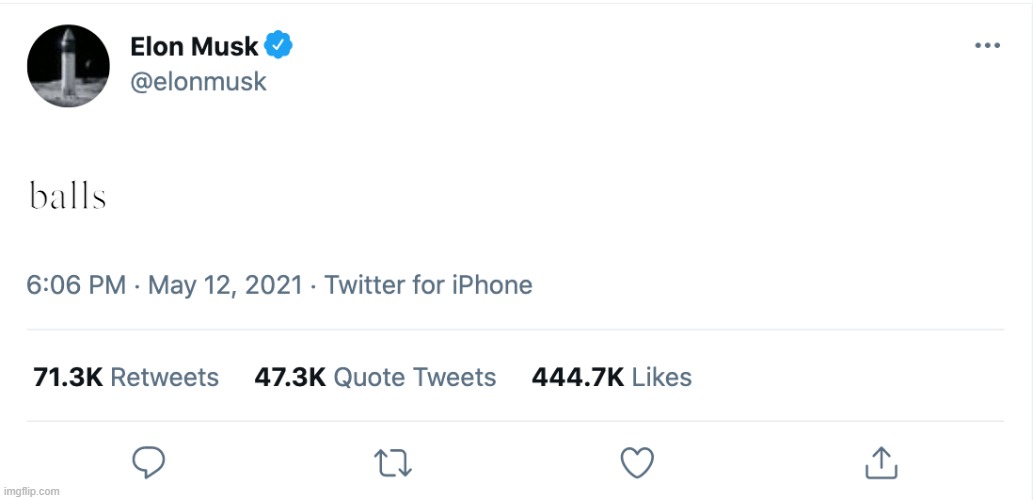 balls | balls | image tagged in elon musk blank tweet | made w/ Imgflip meme maker