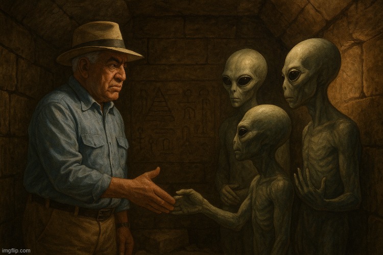 Hawass Anunnaki Pact | image tagged in ancient aliens,pyramids,conspiracy theory,joe rogan,aliens | made w/ Imgflip meme maker