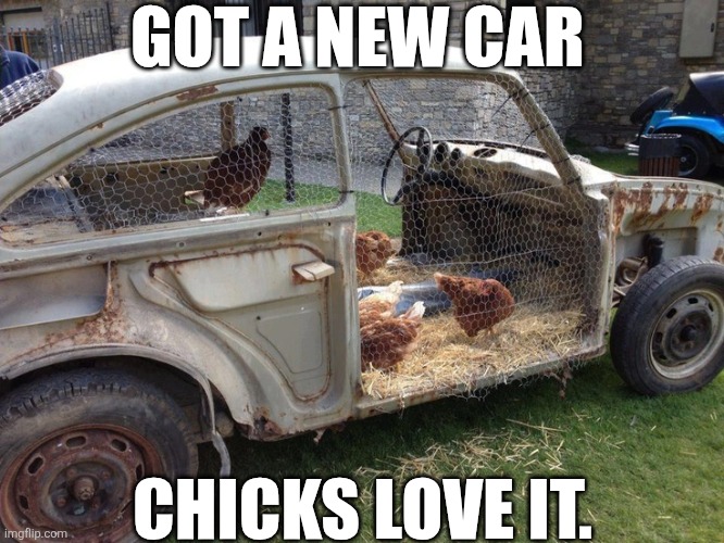 Got A New Car Chicks Love It. | GOT A NEW CAR; CHICKS LOVE IT. | image tagged in chrisjoines1 | made w/ Imgflip meme maker