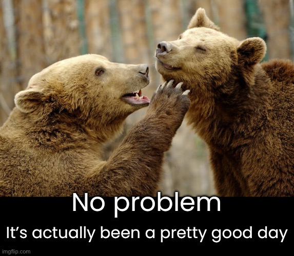 It’s actually been a pretty good day No problem | made w/ Imgflip meme maker