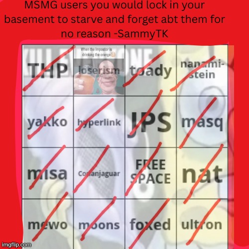 only users i know well | image tagged in sammytk bingo | made w/ Imgflip meme maker