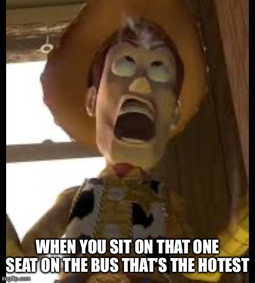 Ahhh | WHEN YOU SIT ON THAT ONE SEAT ON THE BUS THAT’S THE HOTEST | image tagged in toy story | made w/ Imgflip meme maker